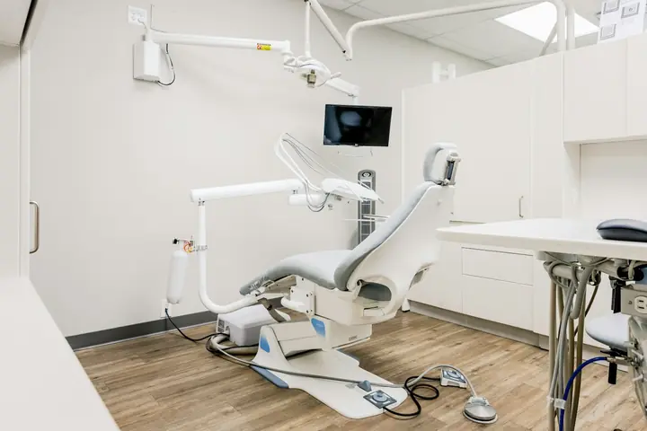 Dental treatment room with a patient chair